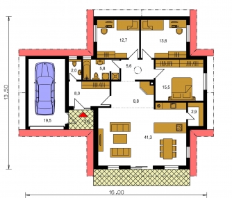 Grundriss des Erdgeschosses - BUNGALOW 181